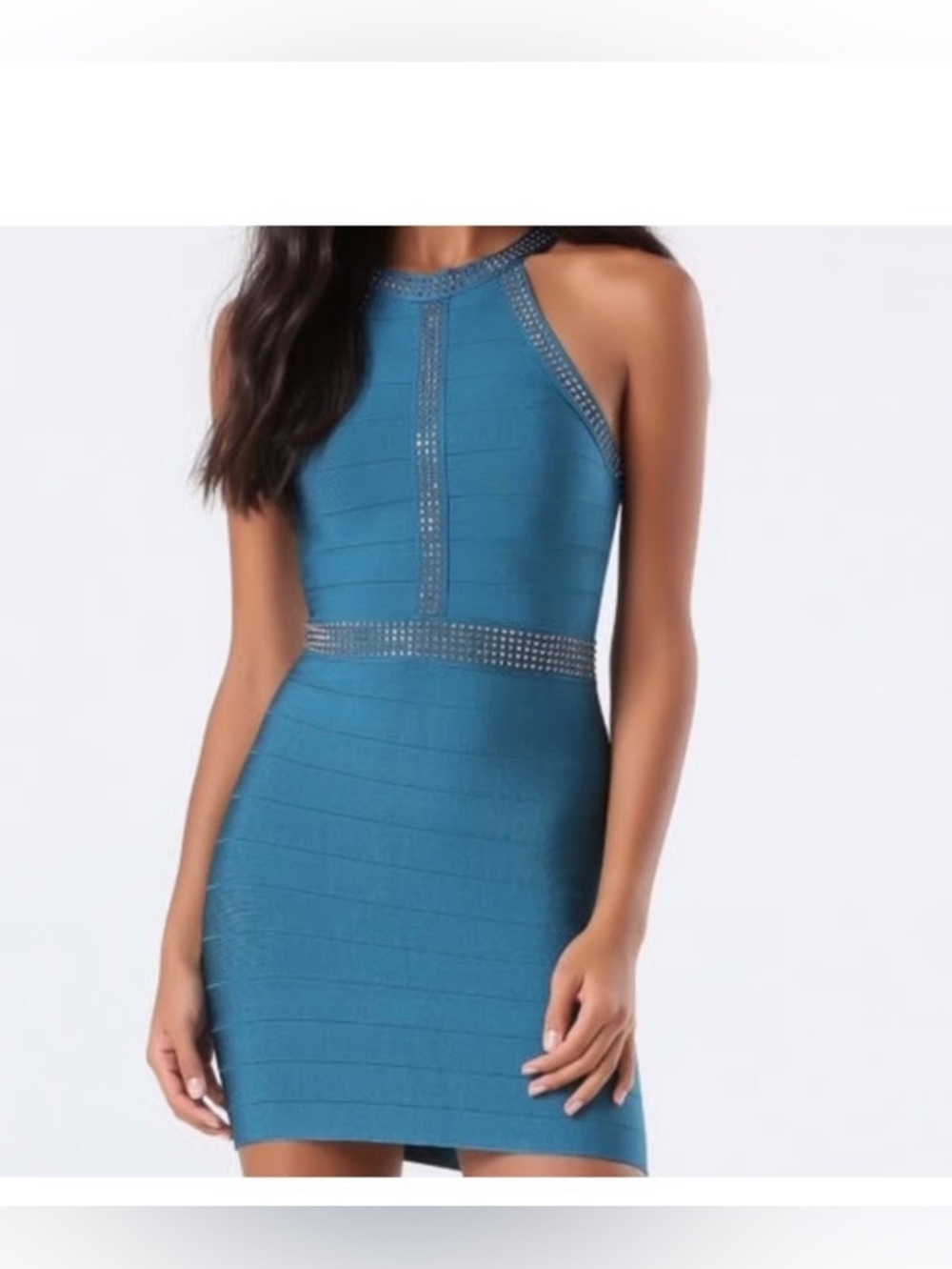NWOT - Bebe Bandage Halter Bodycon Dress in Teal - Size S